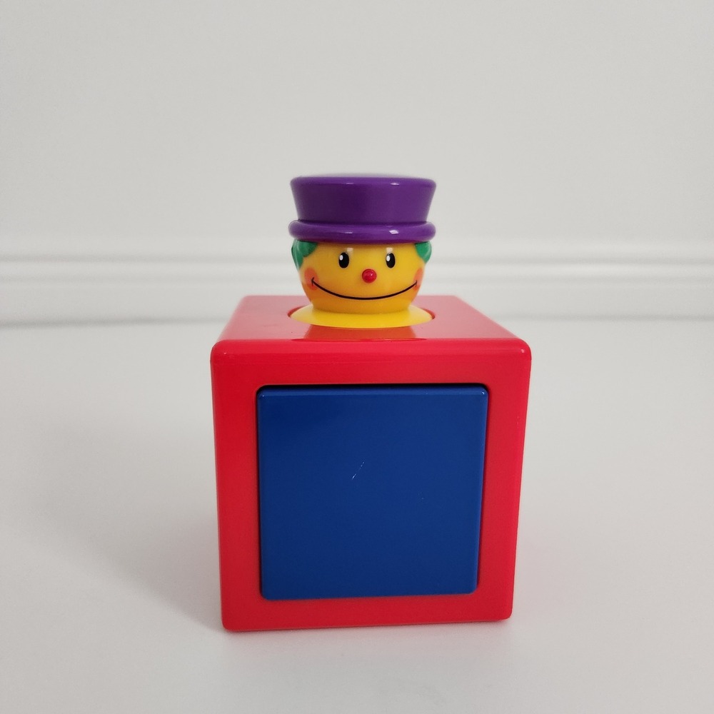 1998 Vintage Pop Up Clown Cube Toy Red Blue Shapes 90s‎ Retro Y2K